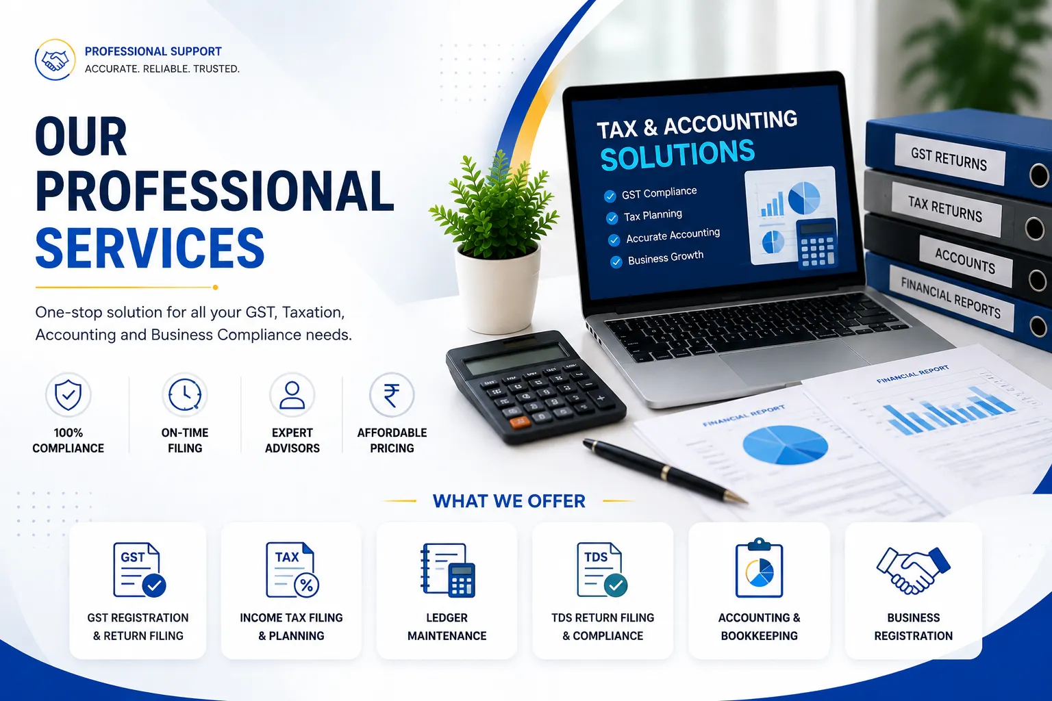 Professional GST, tax and accounting services banner for Sri Harish Consultancy website